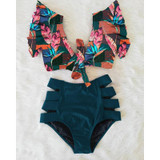 Double Shoulder Ruffle Bikini Set