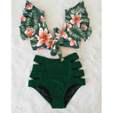 Double Shoulder Ruffle Bikini Set