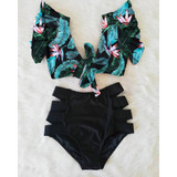 Double Shoulder Ruffle Bikini Set