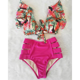 Double Shoulder Ruffle Bikini Set