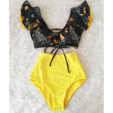 Double Shoulder Ruffle Bikini Set