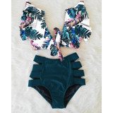 Double Shoulder Ruffle Bikini Set