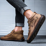 Vintage Leather Warm Snow Men's Ankle  Boots