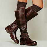 Women Knee High Boots Low Heel Warm Boots