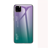 For iPhone Gradient Tempered Glass Protective Case Hard Back Soft Silicone Cover