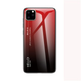 For iPhone Gradient Tempered Glass Protective Case Hard Back Soft Silicone Cover