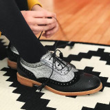 Woman Low-Heeled Lace-Up Casual Single-Shoes