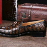 Classic Alligator Leather Tassel Comfortable Slip-On Loafers