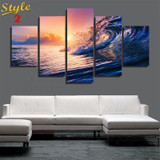 HD PRINTED OCEAN WAVES 5 PIECE CANVAS