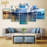 HD PRINTED OCEAN WAVES 5 PIECE CANVAS