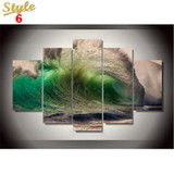 HD PRINTED OCEAN WAVES 5 PIECE CANVAS