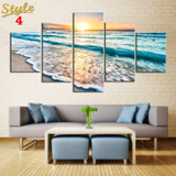 HD PRINTED OCEAN WAVES 5 PIECE CANVAS