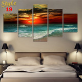 HD PRINTED OCEAN WAVES 5 PIECE CANVAS