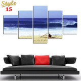 HD PRINTED OCEAN WAVES 5 PIECE CANVAS