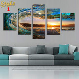 HD PRINTED OCEAN WAVES 5 PIECE CANVAS