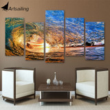 HD PRINTED OCEAN WAVE PORTRAIT 5 PIECE CANVAS
