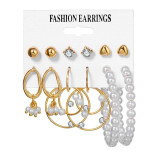 Women's Earrings Set Pearl Earrings For Women Fashion Jewelry Geometric Crystal Heart Stud Earrings