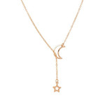Fashion Moon Star Pendant Choker Necklace Simple Gold Color Alloy Charm Chain  Necklace For Women Party Jewelry