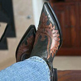 High Quality Leather Men's Pattern Pointed Boots