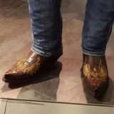 High Quality Leather Men's Pattern Pointed Boots