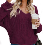 Women's Loose Knit V-Neck Sweater