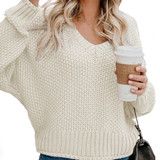Women's Loose Knit V-Neck Sweater