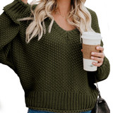 Women's Loose Knit V-Neck Sweater