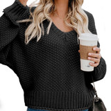 Women's Loose Knit V-Neck Sweater