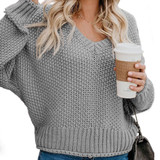 Women's Loose Knit V-Neck Sweater