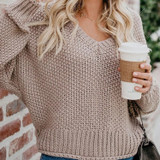 Women's Loose Knit V-Neck Sweater