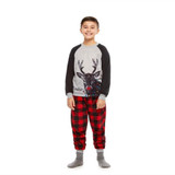 Reindeer Print Top and Plaid Pants Family Christmas Pajamas Set