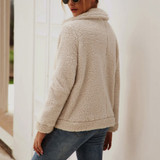 Royal Zipper Long Sleeves Pocket Plush Jacket