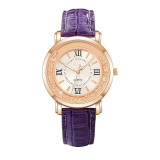 New ladies Rhinestone Leather Bracelet Wristwatch
