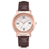 New ladies Rhinestone Leather Bracelet Wristwatch
