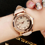 New ladies Rhinestone Leather Bracelet Wristwatch