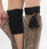 Fashion Winter Tassel Leg Warmers for Women Knit Boot Socks