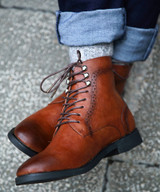 Fashion Rivet Men Lace Up Leather Boots