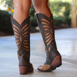 Cowgirl Heeled Leather Women Knee Boots