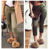 Casual Fashion Solid Color Fur Plush Slippers