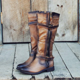 Gradient Buckle Round Toe Zipper Knee High Boots