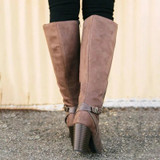 Buckle Stitching Vintage Suede Leather Zipper Knee Boots Buckle Stitching Vintage Suede Leather Zipper Knee Boots
