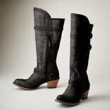 Women Vintage Casual Chunky Heel Zipper Knee Boots