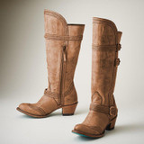 Women Vintage Casual Chunky Heel Zipper Knee Boots