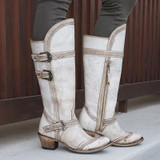 Women Vintage Casual Chunky Heel Zipper Knee Boots