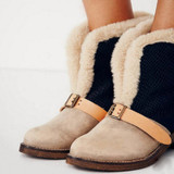 Vintage Flock Buckle Snow Warm Winter Booties