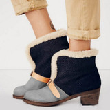 Vintage Flock Buckle Snow Warm Winter Booties