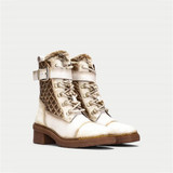 Stitching Buckle Lace-Up Fashion Women's Boots