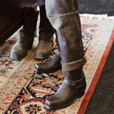 Ladies Retro Square Toe Buckle Zipper Ankle Boots
