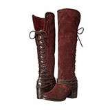 Vintage Knee-High Zipper Suede Boots