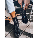 Fashion Bright Leather Lace-up Women's Boots
